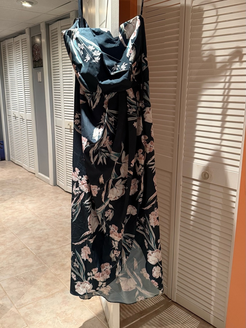 City Chic Navy Satin Lined Floral Dress